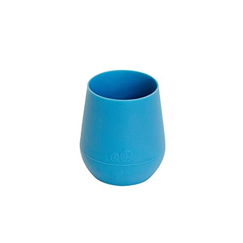 ezpz Tiny Cup - 100% Silicone Drinking Training Open Cup for Baby/Infants - Designed by a Pediatric Feeding Specialist - Soft Non-Slip Grip - Weighted Base & Tactile Bumps - 59 ml, 4 Months+ (Pewter)