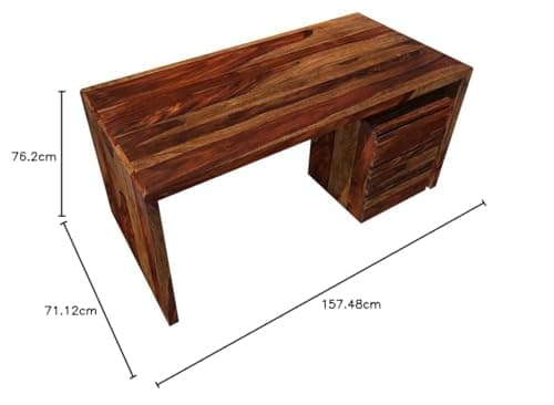 Wooden Finish Writing Study Desk for Adults | Study Table for Home and Office | Sheesham Wood, Natural Teak Finish