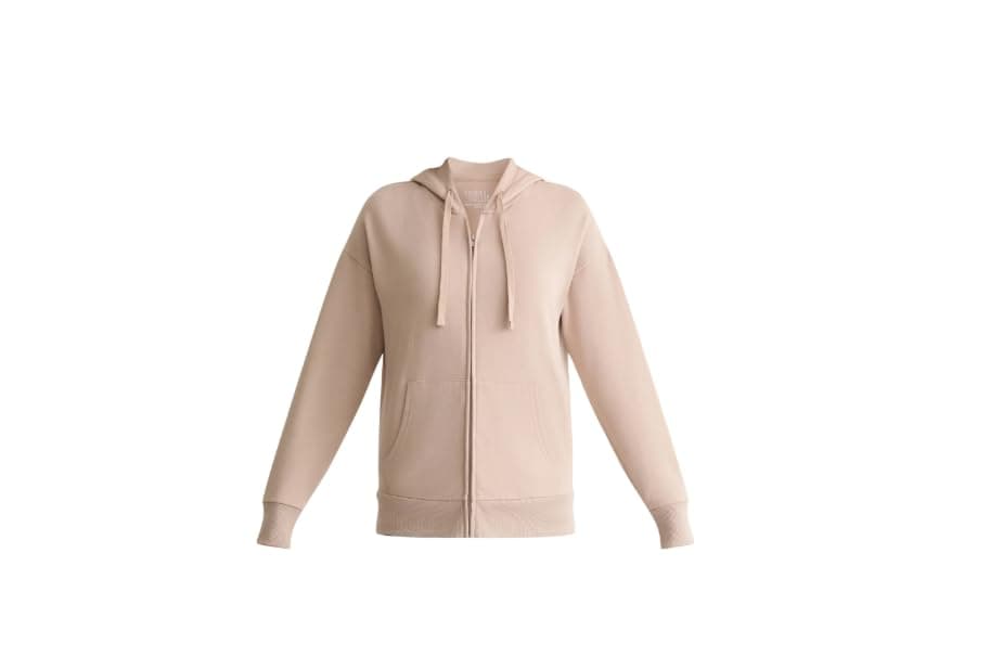 Women's Zip Up Hoodie (US, Alpha, Large, Regular, Regular, Soft Tan)