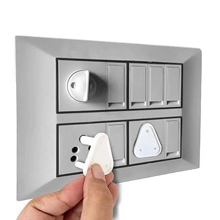 Ji and Ja Baby Safety Electric Socket Plug Guards & Switch Board Covers with Removal Pin | Certified Childproofing Solutions for Enhanced Baby Safety - Made in India (Pack of 4)