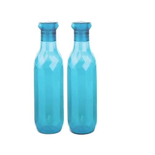 Hi Tech Sales Diamond Plastic Unbreakable Fridge Water Bottle for Office, Sports, School, Travelling, Gym, Yoga-BPA and Leak Free, 1000 ml - Set of 2
