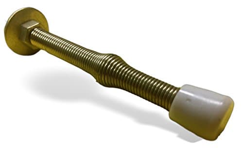  3" Door Stop | Spring Structure | Brass Plated | Set of 8 | Rust Resistant Screw-In Door Stopper |