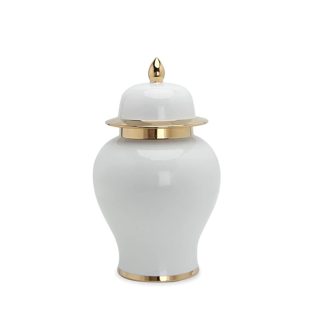 LIN HE SHOP White Gold-plated Ceramic Ginger Jar, Decorative Temple Jar, Home Furnishing and Living Room Decorations (Size : 34.5cm)
