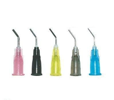 Dental Pre Bent Needle Tips 100 Tips 18 Ga. Pink Liner