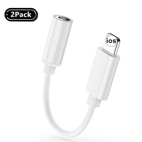 Headphone Adapter for iPhone X Adapter to 3.5mm Jack AUX Audio Earphone Adapter for iPhone 11/8/8P/7/7P/X/XS max Music Dongle Headset Convertor Accessories Support All iOS