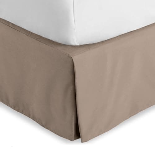 Bare Home Full Bed Skirt - 15-Inch Tailored Drop Easy Fit - Bed Skirt for Beds - Center & Corner Pleats (Full, Taupe)