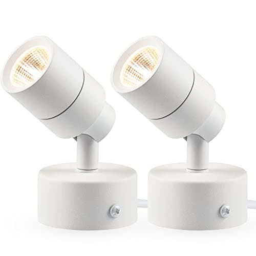 SUNVIE 2 Pack LED Up Lights for Indoor Use Uplight, Warm White Floor Spotlight Lamp, 120V Spot Lights for Uplighting Accent Lighting, 5.9 FT Cord with Foot Switch