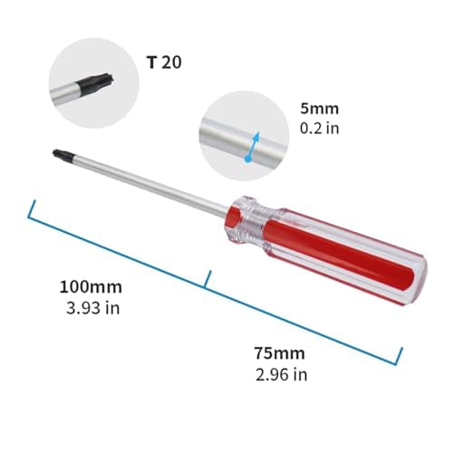 Antrader T20 5mm Magnetic Tip Plastic Grip Torx Security Screwdriver 100mm Long