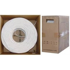QualConnect Quad Shielded Bulk RG6 Coaxial Cable, White, 18 AWG, Solid Core, Pullbox, 1000 ft