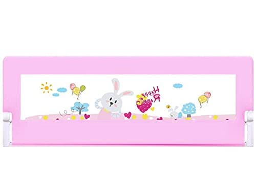 SAFE-O-KID Bed Rail Guard (3 ft/ 36 inches/92 cms/x 2.5ft/ 30 inches/ 76cms) for Baby Fit-All, Adjustable/Portable, One-Hand Operate, Foldable Falling Protector Bed Rails for Kids, Pink, Pack of 2
