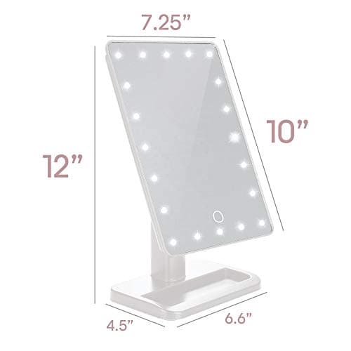 Aduro Vanity Mirror Makeup Mirror With Lights And Wireless Speaker, U-Reflect Beauty LED Wireless Swivel Smart Home Audio Mirror With Tray (White)