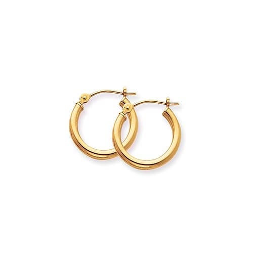Small to Medium 14k Gold 20mm or 0.8" diameter Round Hoop Earrings, 2x20mm Round, Children/Adult Fit, HypoAllergenic + FREE GIFT WRAP