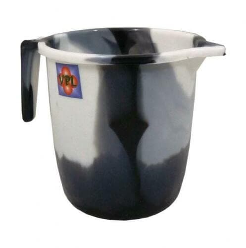 Tie Dye Design 1.5 Litre Plastic Water Jug with Handle and Spout Kitchen Plastic Mugs for Bathroom, Hair Washing Jug (Black) (1)