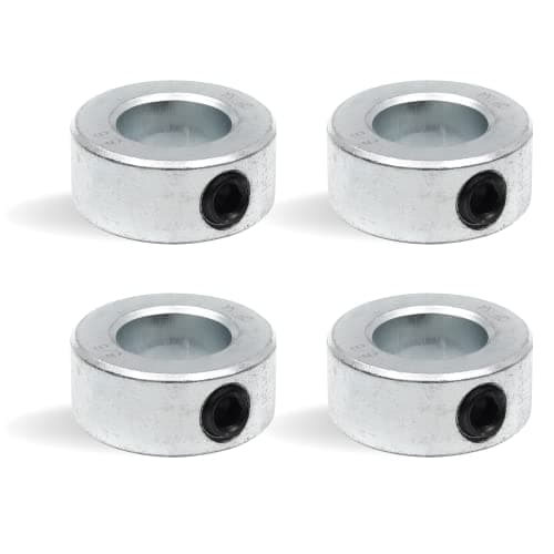 (4-Pack) 5/8” Bore Solid Steel Shaft Collars with Zinc Plated Coating - Durable Shaft Collars Suitable for Machinery and Industrial Use