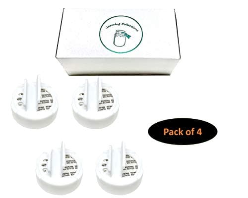 Jarming Collections 4 Oz Miniature Storage Jar Spice Lids - Plastic Pour & Shaker Lids For Miniature Storage Jars - Fits 4 oz Miniature Storage Jars - 48mm - Made in the USA (4 pcs, White)