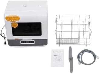 Portable Countertop Dishwasher Compact Dishwasher,3 Washing Programs,75°C Hot Air Drying,360° Rotating Spray,Automatic Mini Dish Washing Machine for House,Dorm,Apartment,RV