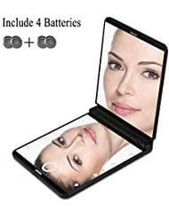 Melophy Travel Makeup Mirror with Lights and Magnification, Compact Folding Mirror with 1X 2X Magnifying Mirror, Touch Screen, Lighted Makeup Mirror, Mini Portable Vanity Mirror
