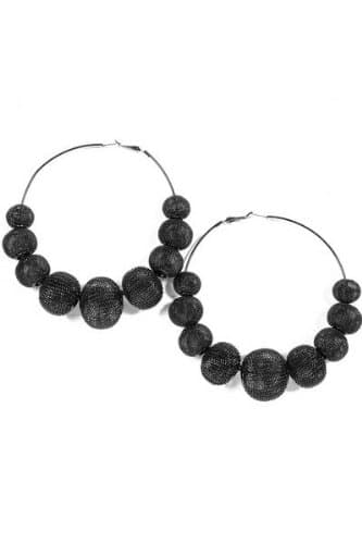 Poparazzi Black Mesh Hoop Earrings Size 3