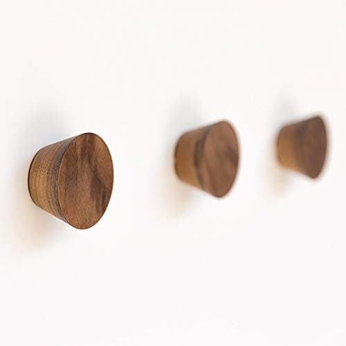 2Pcs Natural Wooden Coat Hooks, Wall Mounted Single Cone Wall Hook Rack, Decorative Craft Clothes Hooks (Beech Wood)