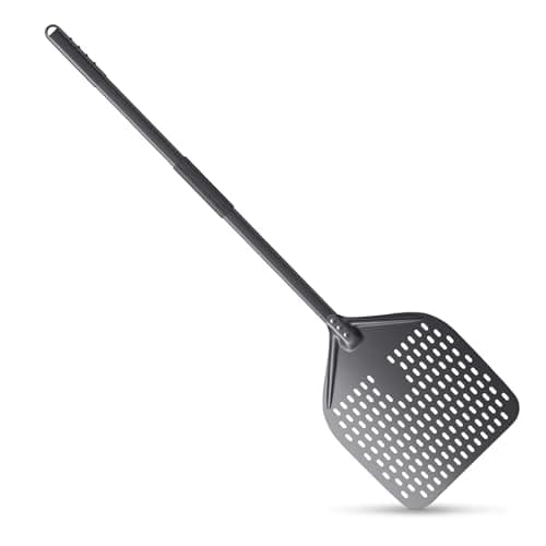 NUTUNI 43" Long Handle Pizza Peel, 12"x14" Perforated Pizza Spatula, Professional Aluminum Pizza Paddle for Brick ovens Homemade Pizza