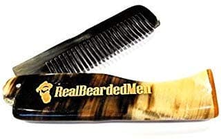 Real Bearded Men Ox Horn Beard Comb - Natural Bone Beard and Mustache Comb