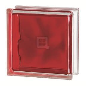 Quality Glass Block 7.5 x 7.5 x 3 Brilly Wave Red Color Glass Block