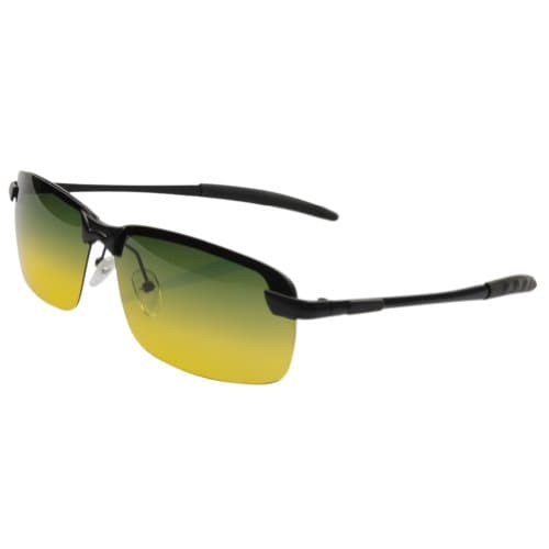 Aoron Polarized Day and Night Vision Driving Glasses (Black Frame Gray&yellow Lens)