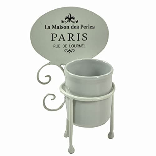 Vacchetti Toothbrush Holder Metal Ceramic Paris White, Multicolor, Small