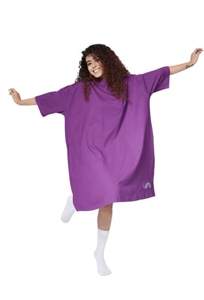 LAMA STORE Cotton Half Sleeve Solid Oversized T-Shirts for Women - Loose Fit Tee with Pockets