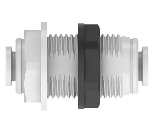 IPW Industries IncJohn Guest - Polypropylene Bulkhead Union Quick Connect Fitting 1/2" OD x 1.06" / Single- PP1216W