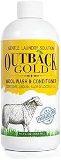 Outback Gold Wool Wash, 2 oz, Fragrance Free, Natural Plant Based Liquid Laundry Detergent, Perfect for Wool, Cashmere, Silk, Sheepskin, Baby Items, Mild, Neutral pH, Made in USA