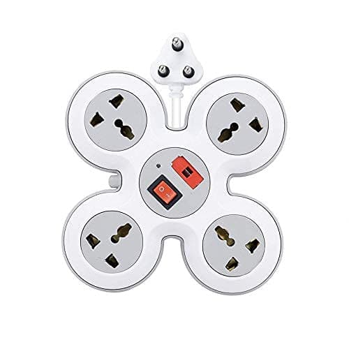 TECH-X 4 Socket Extension Cord with Surge Protector | Extension Box Board with Switches Fuse LED Indicator,Power Strip,Spike Buster Flex Box with International sockets 4 M/13 Ft Heavy Duty Long Cable