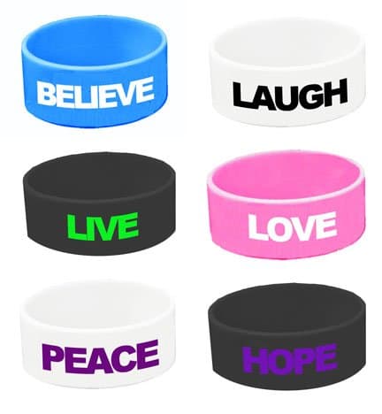 Wide Silicone Wristband - Love Bracelets - 6 Pack