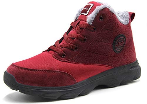 BomKinta Women's Snow Boots Keep Warm Surface Anti-Slip Soft Sole Warm Fur Lined Winter Ankle Booties Red Size 5.5