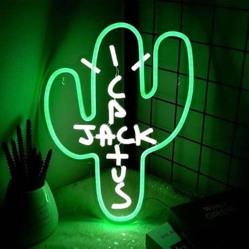 Cactus Jack LED Neon Sign - Decor Dimmable Green Jack Cactus Neon Light Up Wall Art for Bedroom Festival Decoration 15.7" X 11.8" Dimmer Home Lights for Man Cave Club Pub Beer Bar Birthday Christmas Gift