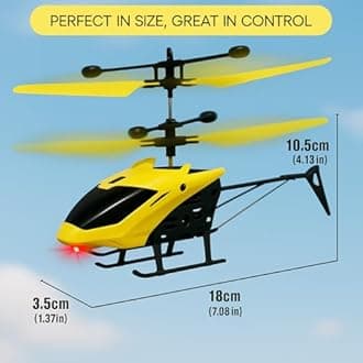 KIDZYMON® Remote Control Gravity Flying Helicopter, 3D Light, Safety Sensor and Remote Operating Helicopter, Indoor and Outdoor Flying Helicopter, Rechargeable - Pack of 1 - Yellow Colour
