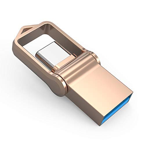JUANWE 32GB USB 3.0 Type C Dual OTG Flash Drive USB C Thumb Drive Memory Stick for USB-C Smartphones, Tablets & New MacBook, Samsung Galaxy S8, S8 Plus, Note 8, LG G6, V30, Google Pixel XL - Gold