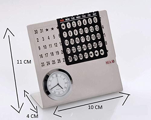 Doma Desktop Calendar with Clock (11 cm x 11 cm x 5 cm)