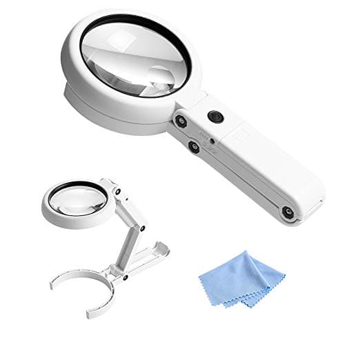 Eazy2hD Lighted Magnifying Glass 5X 11X Magnifier Lens,Handheld Folding Magnifying Glass with Light for Reading Small Prints,Maps,Coins, Jewelry, Hobbies & Crafts