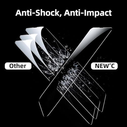 NEW'C Pack of 3 Tempered Glass Screen Protector for iPhone 14, 13, 13 Pro (6.1 Inches), Scratch Free, 9H Hardness, HD Screen Protector, 0.33 mm Ultra Clear, Ultra Resistant