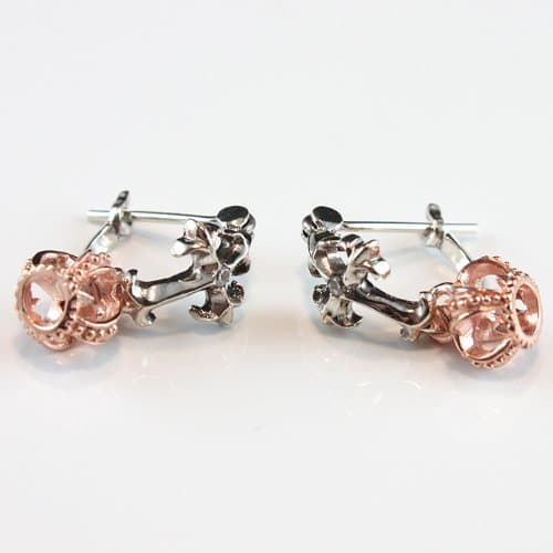 Golden Silver Crown and Fleury Cross Earrings