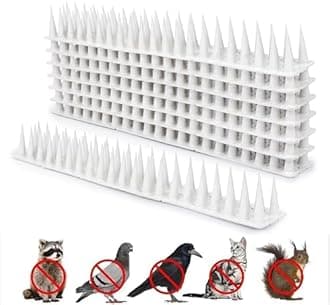 Pigeon Spikes (Pack of 10) Anti Bird Control for Balcony, Railing, Home Window Protection from Pigeon, Dog, Monkey, Crow, Kabootar, Split AC, Spikes with Double Sided Tape (White)