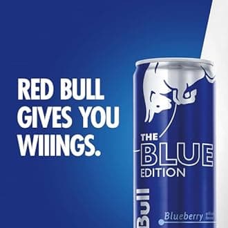 Red Bull Blue Edition Energy Drink, Blueberry, with 80mg Caffeine plus Taurine & B Vitamins, 8.4 Fl Oz, Pack of 12 Cans