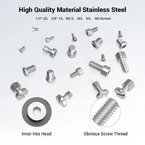 SmallRig 20Pcs Screws and Hex Key Storage Plate with 1/4"-20 3/8"-16 M2.5 M3 M4 M5 Stainless Steel Screws and 4Pcs Hex Keys MD3184