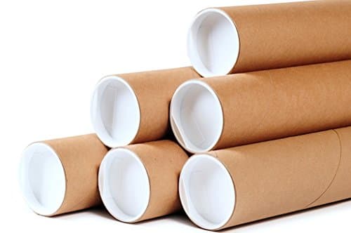 Premium Kraft Cardboard Mailing Tubes - 2" x 20" - 2" Opening Diameter 20" in Length - Case of 50 Shipping Tubes with White End Caps (2x20) for Mailing and Storing Posters, Drawings