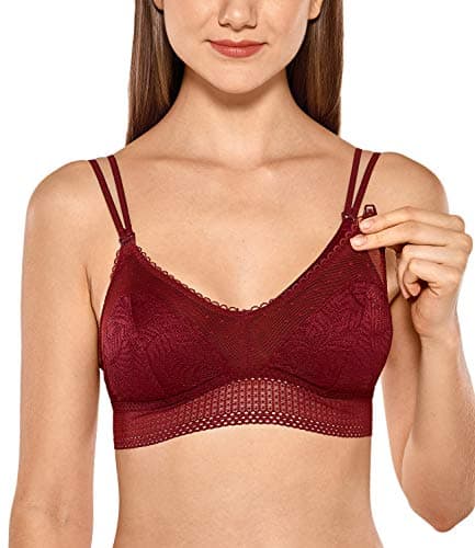 Women's Lightly Lined Wireless Nursing Bralette Maternity Lace Bra