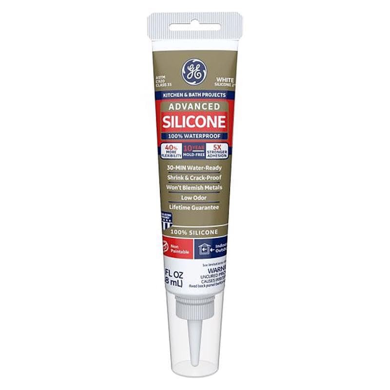 GE Silicone GE281 Advanced Silicone 2 Kitchen & Bath Sealant, 2.8oz, White, Pack of 12