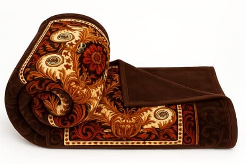 Super Soft Cloudy Printed Double Bed Blanket for Heavy Winter, Single Ply Mink Blanket King Size with 220 x 230 Cm – 2.5 Kg (Multicolour Dark Brown and Beige, Pack of 1)