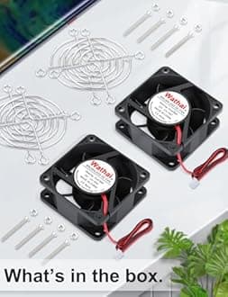 Wathai 60mm x 25mm 12V Waterproof Small Fan Dual Ball High Speed DIY Cooling for RV Refrigerator, Computer Case, Generator, Plant Tank or Terrarium IP67 2 Pack