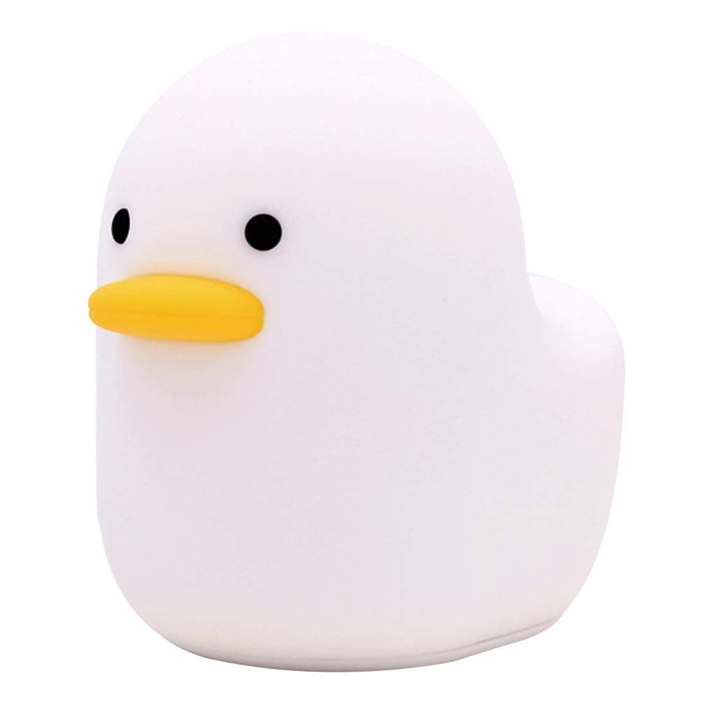 LED Night Light Lamp, 1pc USB Rechargeable Patted Silicone Night Light Duck Shape Design Cartoon Table Lamp USB Charging Desk Lamp for Home (3W White)